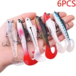 6 Chiếc Dẫn Jig Wobblers Mồi Giả Nhân Tạo Câu Silicon Mềm Mồi Cho Biển Bass Thìa Pike Cá Chép Mồi Câu Cá Swimbait