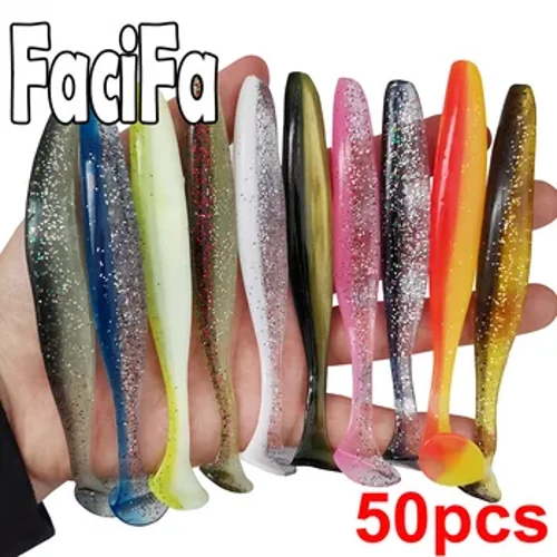 50 tk Soft Lure Silikoonsööt Shad Wobbler Kalastuslant Sea Worm Swimbait Streamer Silikoonlant spinnerbait Kalastustarvikud