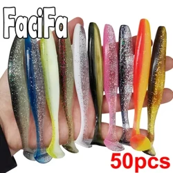 50 Pcs Lembut Umpan Silikon Umpan Shad Wobbler Memancing Umpan Cacing Laut Swimbait Streamer Silikon Umpan Spinnerbait Memancing Aksesoris