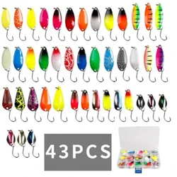 Spúnóg Iascaireachta Sequined Set Lure Baits Miotail Baoite Iascaireachta Breac Do Ruabhach Breac agus Péirse Le Bosca Tacla