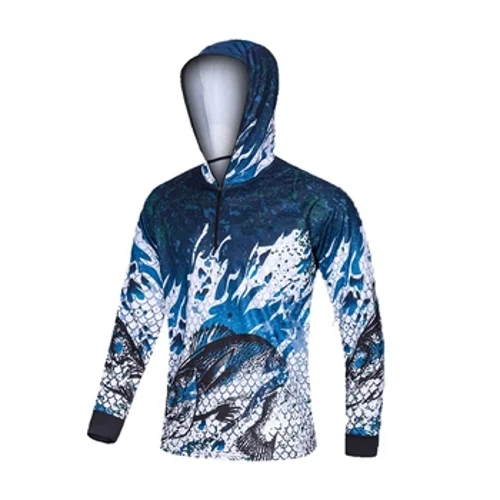 Ropa de pesca con capucha para hombre, camisetas de pesca de manga larga con protección solar, camisa de pesca profesional transpirable