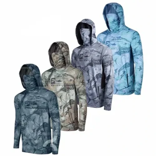 Pakaian Memancing Pelagis UPF 50+ Masker Wajah Berkerudung Kemeja Memancing Pria Luar Ruangan Musim Panas Perlindungan Matahari Pakaian Ikan Camisa De Pesca