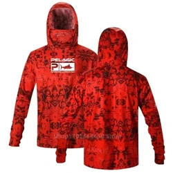 PELAGIC Fiskeskjorte UPF 50 Ansigtsbetræk med hætte Fisketøj Sommer Solbeskyttelse Hættetrøje Mænd Ansigtsmaske Jersey Camisa De Pesca
