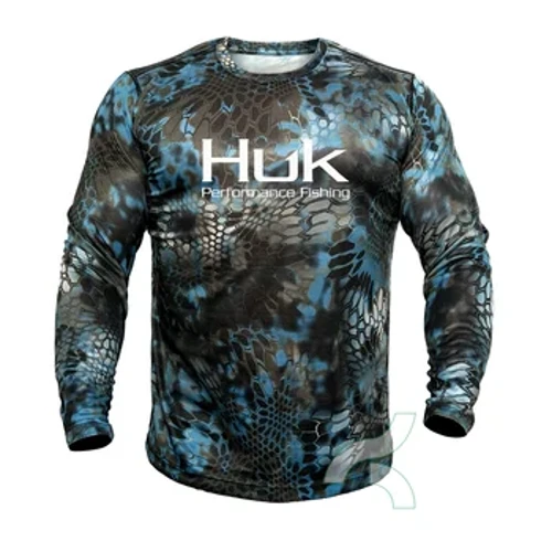 HUK makšķernieku krekls maskēšanās ar garām piedurknēm T-krekls Topi Vīriešu fitnesa vilciena apģērbi Saules aizsardzība Makšķerēšanas Apģērbi UPF 50+ Džērsija