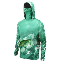 Balıkçılık Gömlek UPF 50+ Erkek Kapşonlu Balıkçılık Gömlek Maske UV Hoodie Erkekler Kapşonlu Balıkçılık Gömlek Nefes Balıkçılık Hoodie