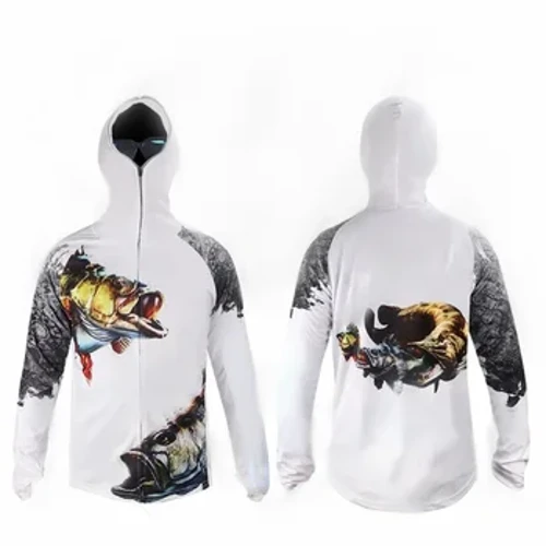 2023 Fëscherei Shirt Jacket Äis Seid Quick Dry Sports Kleeder Sonn Anti-UV Atem Fëscherei Hooded Kleeder