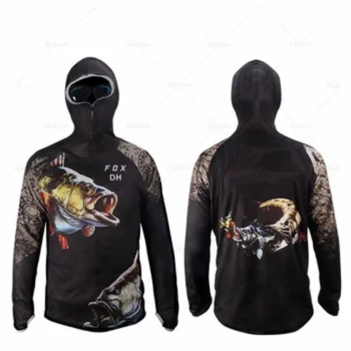 2023 Câu Cá Áo Sơ Mi Áo Ice Silk Nhanh Khô Quần Áo Thể Thao Chống Nắng Mặt Cổ Chống Tia UV Thoáng Khí Câu Cá Có Mũ Trùm Đầu Quần Áo