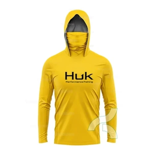 HUK Balıkçılık Gömlek Uzun Kollu Anti-UV Balıkçılık Kapüşonlu Gömlek Yüz Maskesi Balık Giyim Açık Güneş Koruma T-Shirt UPF 50+