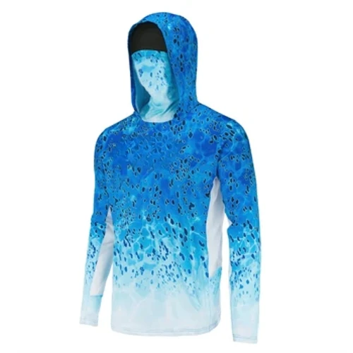 Crys Pysgota Gêr Crys Llawes Hir Haf UPF50 Cyflym Sych Sy'n Gallu Anadlu Dillad Pysgota â Hooded Crysau Pysgota Gwrth-UV