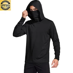 Camicie con cappuccio per protezione solare UPF 50+ personalizzate da uomo Camicie da pesca per escursionismo UV leggere a maniche lunghe SPF