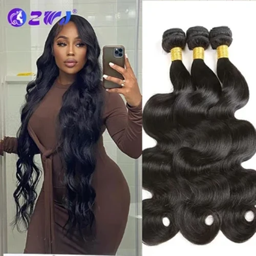 ZWJ Body Wave Gói tóc người 3 bó Brazil dệt tóc nguyên chất màu tự nhiên 16-28 inch 100% Tóc mở rộng