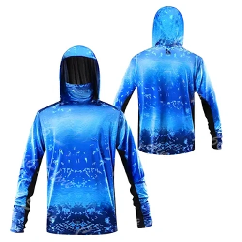 Kalasärgid Meeste UPF 50+ pikkade varrukatega mask Kapuutsiga UV-kaitse Kiiresti kuivavad kalapüügiriided Suures suuruses Camisa De Pesca