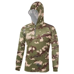 Fir Leath Zipper caol Fit Hoodie Saincheaptha Díol Te Priontáil Léine Iascaireachta Craobh Ultraviolet-Proof Iascaireacht Jersey