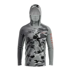 Gcbig Sport Erkekleriň balyk tutýan uzyn ýeňli köýnekleri Roupa De Peska Jersi kapotly balyk tutmak Uv Gün gorag maskasy köýnek Ropa Para Pescar