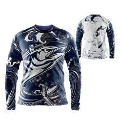 Izingubo Ezintsha Zokudoba Zangaphandle zango-2022 Izingubo Zokufihla ilanga zasehlobo zasehlobo ze-Long Sleeve Fish Print Amahembe Avamile