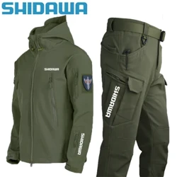 Siwtiau Pysgota Gwanwyn Hydref Tactegol Dynion tenau Hood gwrth-wynt siacedi siwt gwrth-ddŵr Pysgota Heicio Camping Tracksuits Set Pants