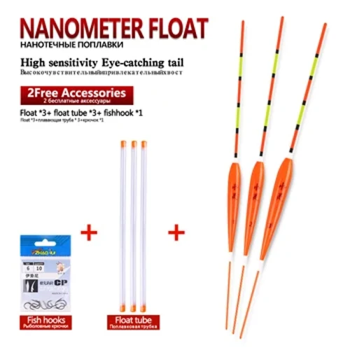 3 stk/parti Fiskeflåder på lavt vand Nano Bobber+3 stk flyderør+1 taske Fiskekroge Ferskvandsbøje Fisketilbehør