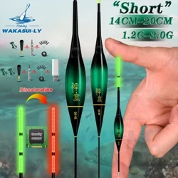 Novo flutuador de pesca eletrônico curto com led luminoso com detecção de gravidade mudança de cor e atraente céu nublado cauda flutuador de pesca