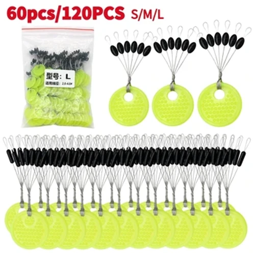 60/120 Chiếc 10/20 Nhóm Bộ Cao Su Silicon Không Gian Đậu Biển Cá Chép Câu Cá Cao Su Đen Hình Bầu Dục Nút Chặn Phao Câu Cá câu Cá Bobber