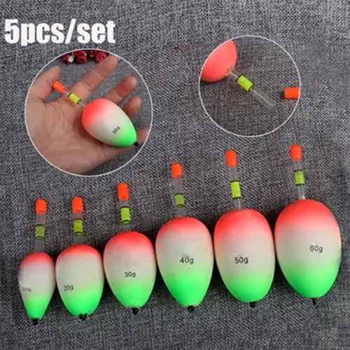 5 unids/set EVA flotadores luminosos pesca en roca de mar llamativo flotadores de cola dura del vientre 10g/15g/20g/30g/40g/50g/80g/90g/100g