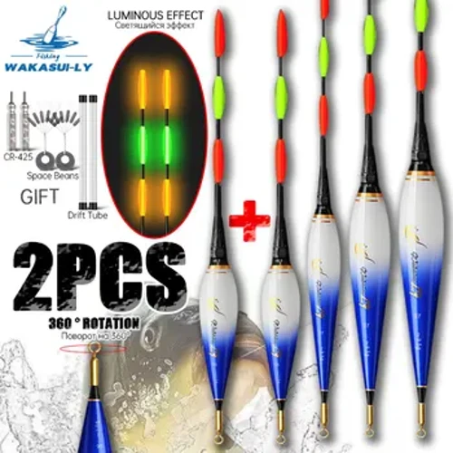 2024New 2Piece LED gijeki balyk tutmak ýüzýän gaýa balyk tutmagyň gysga 3 burç guýrugy 5.2MM Gözüňi özüne çekiji ýokary duýgur açyk balykçylyk enjamlary