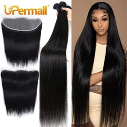 Upermall 2/3/4 Remy sirged juuksekimbud eesmise Brasiilia läbipaistva eelnevalt kitkutud 13x4 pitssulguri ja 10A kimpuga