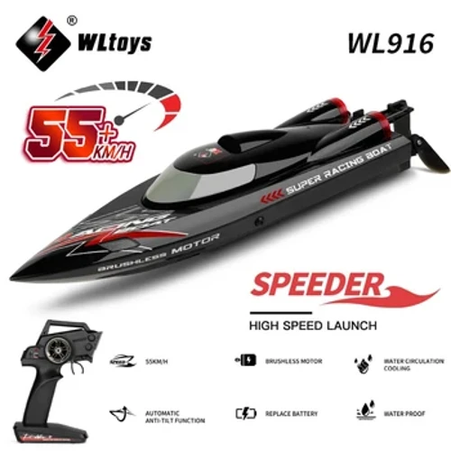WLtoys WL916 RC valtis 55KM/H be šepetėlių 2,4G radijo elektrinis greitaeigis super lenktyninis kateris modelis vandens greitaeigis kateris vaikams Dovanos RC žaislai