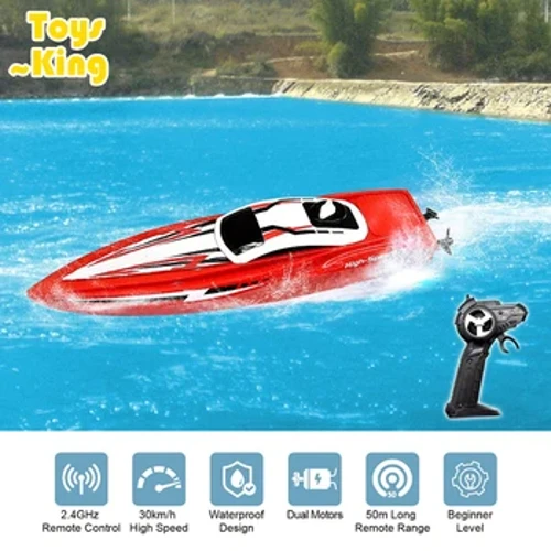 Rc Boot Fernsteierung Radio 2.4G Duebelmotor Héichgeschwindeg Speedboat Kanner Race Boot Waasser Kompetitiv Outdoor Kanner Spillsaachen Jong