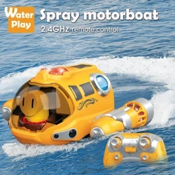 2,4 GHz Fernbedienung Motorboot wasserdichtes Spray Swimming Pool Baden RC Dampfbootspielzeug für Jungen und Mädchen Kindergeschenk