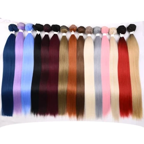 Bundel Rambut Lurus Super Panjang Tenun Sintetis Ekstensi Rambut Palsu Yaki Rambut Lurus Tenun Warna Oranye Penuh hingga Akhir YunRong