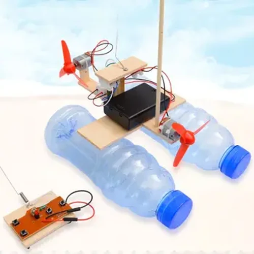 Kayu RC Boat Mainan Anak Perakitan Remote Control Boat Mainan Pendidikan Mainan Percobaan Ilmiah Model Kit