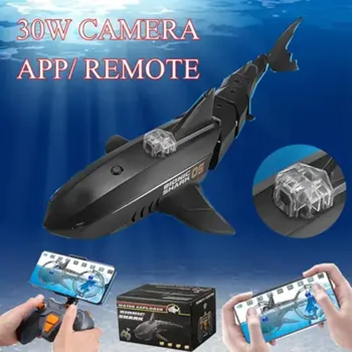 Boot Kamera U-Boot Elektresch Shark mat Fernsteierung Kamera 30W HD RC Spillsaachen Déieren Pool Spillsaachen Kanner Jongen Kanner Boote