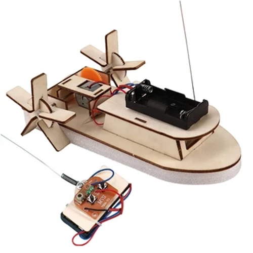 Model Indah Perahu Kendaraan Remote Control Perahu untuk Hadiah Ulang Tahun Anak-anak Baru Pelatihan Ilmu Pengetahuan DIY Kendaraan Kayu Self-Made