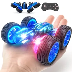 Kaʻa Kaʻa mamao ʻo Sinovan no nā keiki, ʻelua ʻaoʻao ʻaoʻao RC 360 Flips Rotating RC Stunt Cars me LED 2.4GHz 4WD Nā makana mea pāʻani.