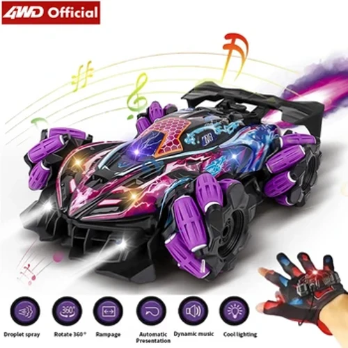 4WD Drift Off Road 4x4 Drift Racing Voiture de cascade télécommandée avec lumières Musique Radio RC Truck rotation à 360 ° Garçons Filles Cadeaux pour enfants