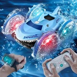 Siarc Car RC Amffibious Rheolaeth Anghysbell Stunt Car Cerbyd Gwrth-ddŵr Flip Gyrru Drifft Teganau Awyr Agored Rhodd Plant