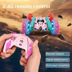 Trẻ Em Mới Xe Ô Tô Điều Khiển Từ Xa Rc Đóng Thế Ô Tô Bánh Xe Đính Đá Cánh Tay 2 Mặt Xe Lật 360 ° 2.4G 2 Mặt Xe Quà Tặng