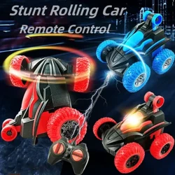 Fjernkontroll for barn Elektrisk stuntbil 360 graders belysning Musikkstunt Roterende billeker for gutter, jenter, bursdagsjulegave