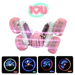RC stuntauto: 4WD 2.4G dubbelzijdig 360 ° roterende auto met afstandsbediening, coole verlichting lettertransformatie - perfect kerstcadeau voor