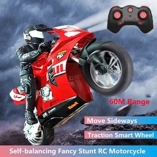 Hoʻohālikelike ponoʻī ʻo Fancy Stunt Simulation RC Motorcycle Neʻe i ka ʻaoʻao Stunt Driving In Situ Rotation Racing Ke keiki kaʻa mamao.