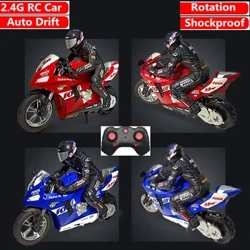 RC kaskadininkų motociklas 3D Rotation Flips 2,4G nuotolinio valdymo pultelis, kaskadininkų motociklas, greitaeigis lenktyninis „drift“ automobilis, atsparus smūgiams, automatinio balanso žaislas