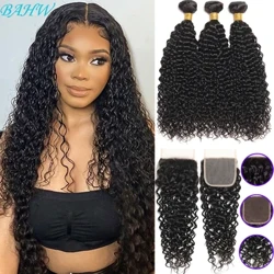 Brasilialaiset Water Wave -niput 4x4-pitsikiinnikkeellä Virgin Human Hair -pitsikiinnitys nippuhiustenpidennyksillä mustille naisille