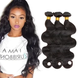Tissage en lot Body Wave avec Lace Closure, Extensions de cheveux longs, noir naturel, pour femmes, usage quotidien