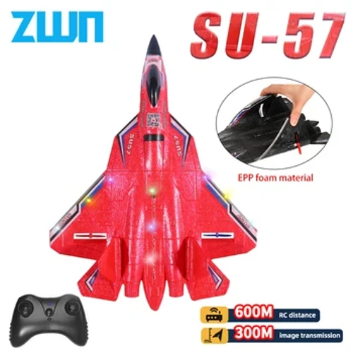 RC avion SU57 2.4G sa LED svjetlima Zrakoplov daljinski upravljac leteci model jedrilica EPP pjenaste igracke Avion za djecu Pokloni