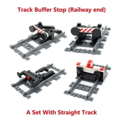 เมืองชิ้นส่วนรถไฟรถไฟรถไฟบัฟเฟอร์หยุดชุดรถไฟ End Compatible 53401 STRAIGHT TRACK MOC RC Train Building Block ของเล่น