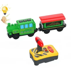 Trên Trydan RC Newydd Rheoli o Bell Trên Tryc Traciau pren Rheilffordd Magnetig Car Teganau Rheilffordd Trên i Blant Anrheg