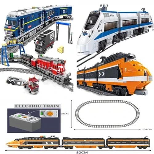 Stad High-Tech Zuch Harmonie High-Speed ​​​​Rail Elektromotor Militärauto Bausteng RC Track Bricks Kid Toy