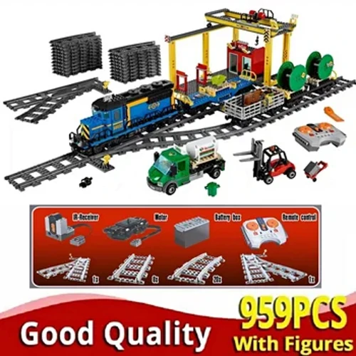 Ing Simpenan 02009 60098 02008 60052 Kanthi Angka Kota RC Freight Train Model Blok Bangunan Batu Bata Hadiah Ulang Tahun kanggo Chidren Toy