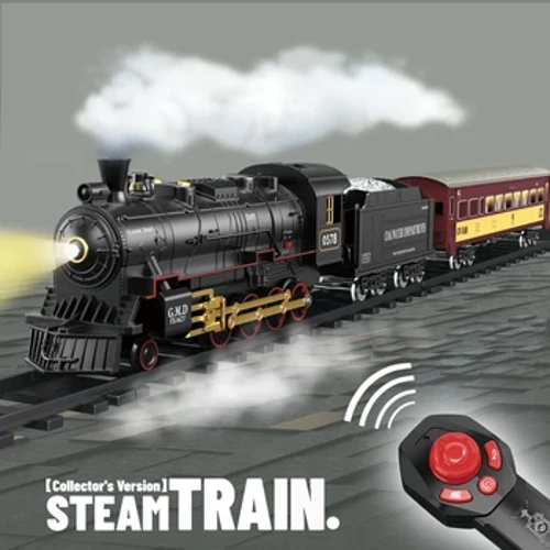 RC Train Toys Simulasi Sepur Remote Control Retro Uap Electric Stepless Speed ​​Control Remote Smoking Train Toys Anak