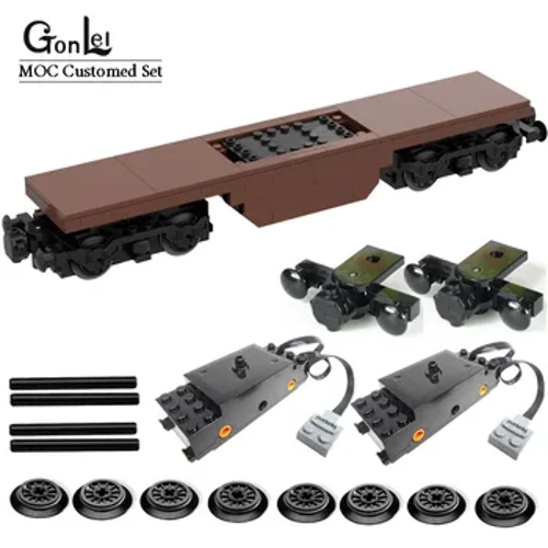 Power Functions MOC 88002 RC Treinwagon Flat Base Dubbele Motoren 87574 Batteriebox Flachbettwagon Motorisierung Bouwstenen